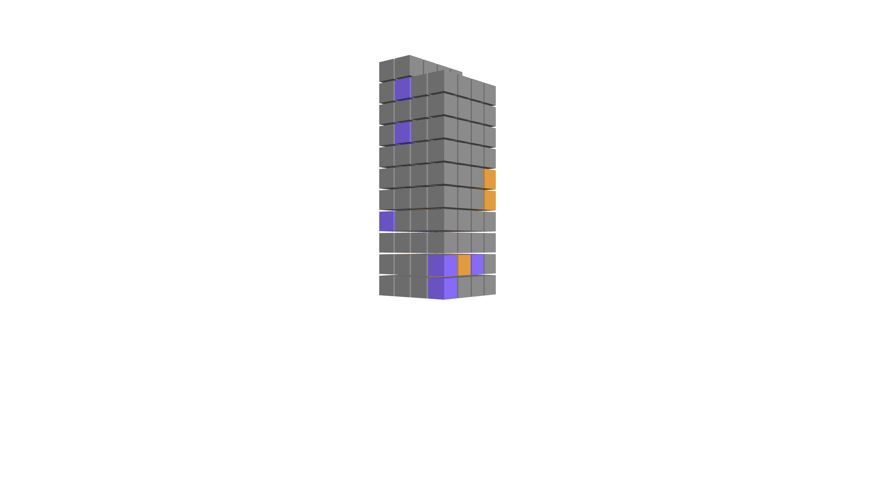 Fragments assembled into a single standing block.